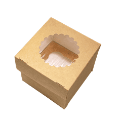 EcoRevolution Papírová krabička EKO na muffiny 100x100x100 mm hnědá s okénkem bal/25 ks Balení: 25