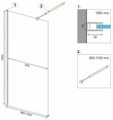 BPS-koupelny Bezrámová sprchová zástěna REA AERO 100 cm, zlatá kartáčovaná