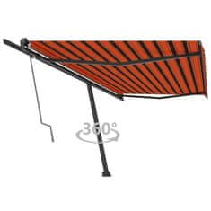 Greatstore Volně stojící automatická markýza 500 x 300 cm oranžovo-hnědá