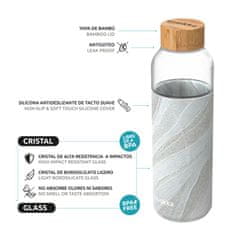 QUOKKA FLOW Skleněná láhev se silikonovým povrchem WHITE STONE, 660ml, 40002