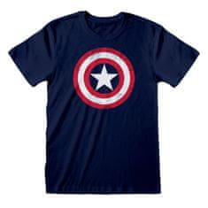 CurePink Pánské tričko Marvel|Captain America|Kapitán Amerika: Škrábaný štít (S) modré bavlna