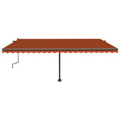 Greatstore Ručně zatahovací markýza s LED světlem 500x300 cm oranžovohnědá