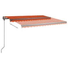 Greatstore Automatická zatahovací markýza se sloupky 4x3,5 m oranžovohnědá