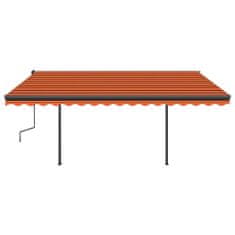 Greatstore Automatická zatahovací markýza se sloupky 4x3,5 m oranžovohnědá