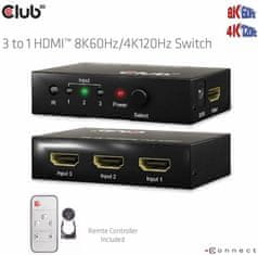 Club 3D rozdělovač videa 1:3 HDMI 8K60Hz/4K120Hz, 3 porty, CSV-1381