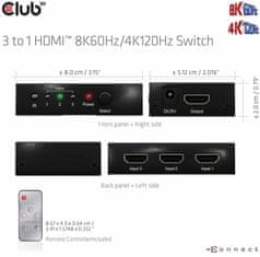 Club 3D rozdělovač videa 1:3 HDMI 8K60Hz/4K120Hz, 3 porty, CSV-1381