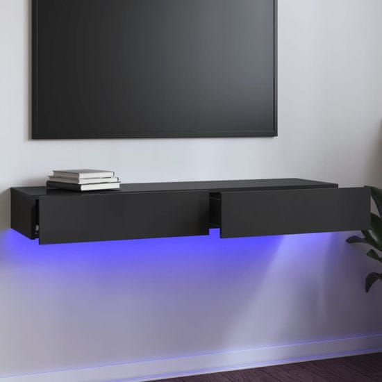 Vidaxl TV skříňka s LED osvětlením šedá vysoký lesk 120 x 35 x 15,5 cm