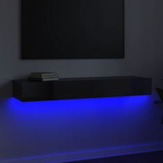 Vidaxl TV skříňka s LED osvětlením šedá vysoký lesk 120 x 35 x 15,5 cm