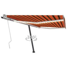 Greatstore Ručně zatahovací markýza s LED světlem 400x350 cm oranžovohnědá