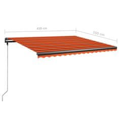 Vidaxl Ručně zatahovací markýza s LED světlem 450x350 cm oranžovohnědá