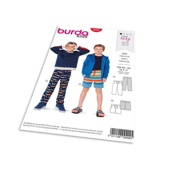 Burda Střih Burda 9292 - Dětské tepláky, kraťasy