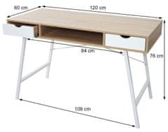 MCW Psací stůl E92, kancelářský počítačový stůl, 3D konstrukce 120x60cm ~ přírodní hnědá bílá