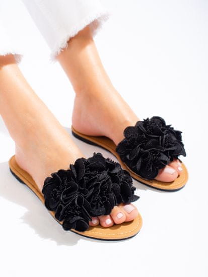 Amiatex Designové dámské nazouváky černé bez podpatku + Ponožky Gatta Calzino Strech