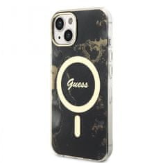 Guess Zadní kryt Marble IML MagSafe na iPhone 14 Black