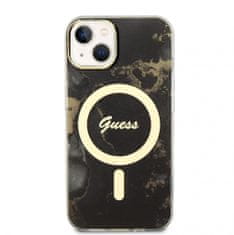 Guess Zadní kryt Marble IML MagSafe na iPhone 14 Black