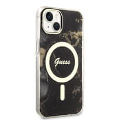 Guess Zadní kryt Marble IML MagSafe na iPhone 14 Black