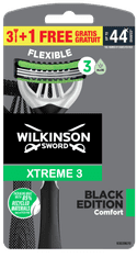 Wilkinson Sword Xtreme3 Black Edition Comfort pánský jednorázový holicí strojek 3+1 ks