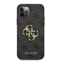 Guess  PU 4G Metal Logo Zadní Kryt pro iPhone 12 Pro Max Grey