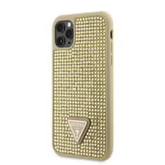 Guess Zadní kryt Rhinestones Triangle Metal Logo na iPhone 11 Pro zlatý