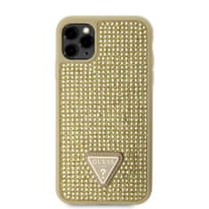 Guess Zadní kryt Rhinestones Triangle Metal Logo na iPhone 11 Pro zlatý