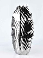 Mondex Keramická váza LEAF 35 cm stříbrná
