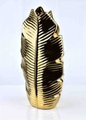 Mondex Keramická váza LEAF 35 cm zlatá