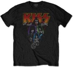 CurePink Pánské tričko Kiss: Neon Band (2XL) černá bavlna