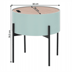 KONDELA Příruční stolek, neo mint / přírodní / černá, MOSAI