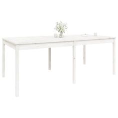 Greatstore Zahradní stůl bílý 203,5 x 100 x 76 cm masivní borové dřevo