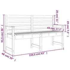 Vidaxl Zahradní lavice černá 159,5 x 48 x 91,5 cm masivní borové dřevo