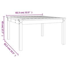 Petromila Zahradní stůl černý 82,5 x 82,5 x 45 cm masivní borové dřevo