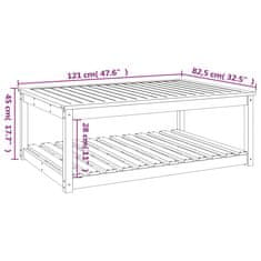 Greatstore Zahradní stůl bílý 121 x 82,5 x 45 cm masivní borové dřevo