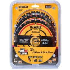 DeWalt 3x Kotouč na dřevo 190x30mm ELITE DT10399