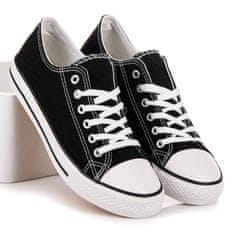 Amiatex Pohodlné černé textilní tenisky + Ponožky Gatta Calzino Strech, černé, 37