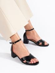 Amiatex Zajímavé černé dámské sandály na širokém podpatku, černé, 38