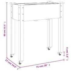 Vidaxl Truhlík na kolečkách s vložkou 71x37x80cm masivní jedlové dřevo