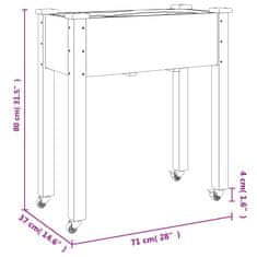 Greatstore Truhlík na kolečkách s vložkou hnědý 71x37x80 cm masivní jedle