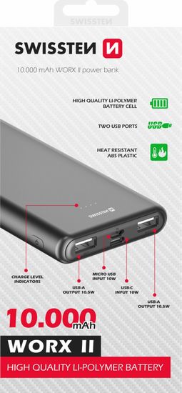 SWISSTEN worx ii power bank 10000 mah