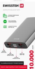 SWISSTEN aluminum power bank 10000 mah 20w power delivery grey