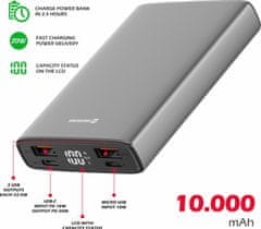 SWISSTEN aluminum power bank 10000 mah 20w power delivery grey