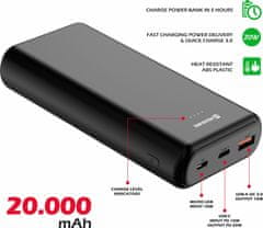 SWISSTEN power line power bank 20000 mah 20w power delivery black