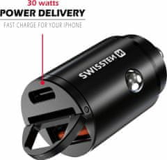 SWISSTEN cl adaptér power delivery usb-c + super charge 3.0 30w nano černý