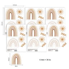 Funlife Nálepky do dětského pokoje duhy a slunce 8 x 9 cm