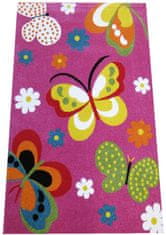4sleep Dětský kusový koberec Motýli na růžovém podkladu Růžová 400x500 Zvířatka 1cm až 1,9cm 70/70/150