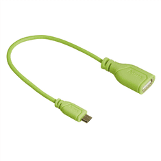 Hama micro USB OTG redukce Flexi-Slim, oboustranný konektor, 15 cm, zelená