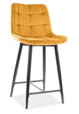 ATAN Barová čalouněná židle SIK VELVET žlutá/černá