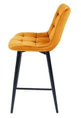 ATAN Barová čalouněná židle SIK VELVET žlutá/černá