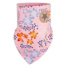 Little Angel Šátek na krk podšitý Outlast - růžová kytky/růžová baby