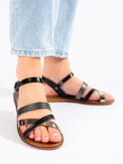 Amiatex Originální sandály dámské černé bez podpatku, černé, 37