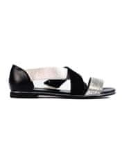 Amiatex Designové dámské černé sandály bez podpatku + Ponožky Gatta Calzino Strech, černé, 36